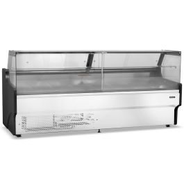 2.5m Flat Glass Serve Over Counter White
