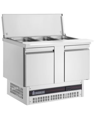 Double Door Refrigerated Prep Counter With Glass Canopy