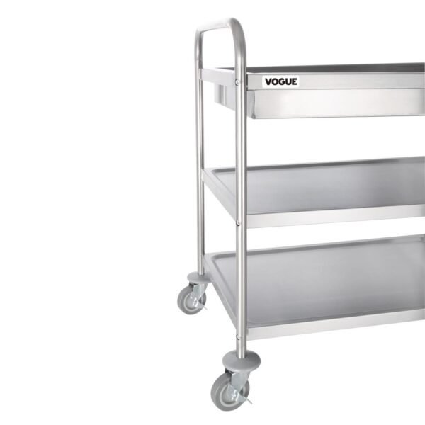 Vogue Stainless Steel 3 Tier Deep Tray Clearing Trolley - view 3