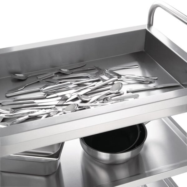 Vogue Stainless Steel 3 Tier Deep Tray Clearing Trolley - view 4