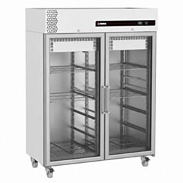 Upright Double Hinged Glass Door Heavy Duty Refrigerator