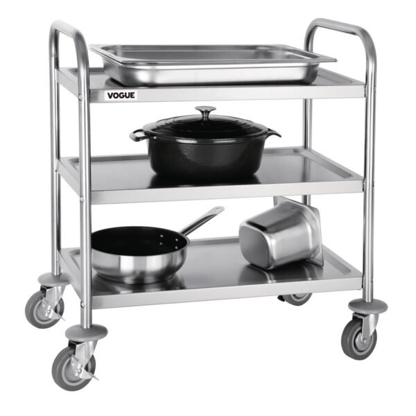 Vogue Stainless Steel 3 Tier Clearing Trolley Small - view 2