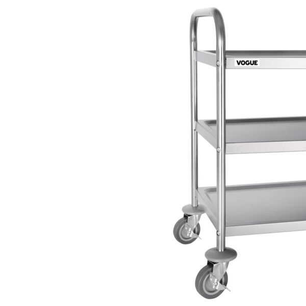 Vogue Stainless Steel 3 Tier Clearing Trolley Small - view 4