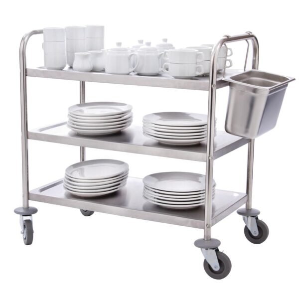 Vogue Stainless Steel 3 Tier Clearing Trolley Large - view 2