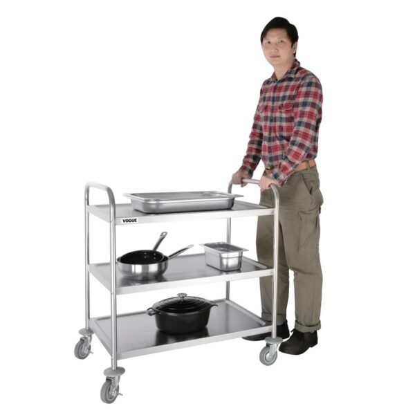 Vogue Stainless Steel 3 Tier Clearing Trolley Large - view 4