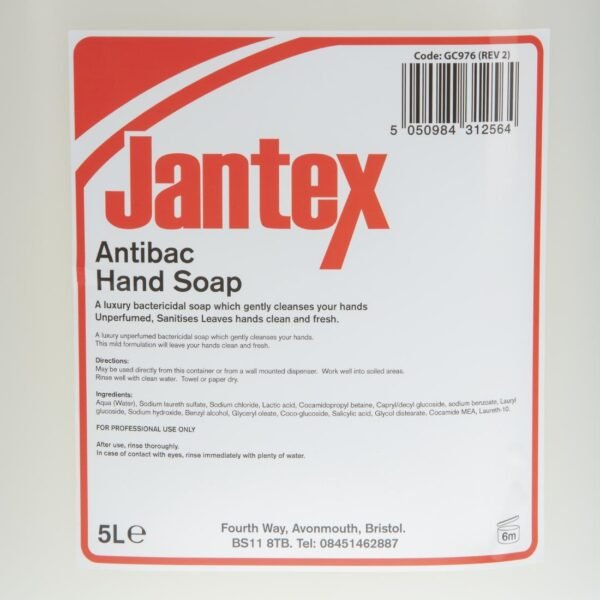 Jantex Unperfumed Antibacterial Liquid Hand Soap 5Ltr - view 6