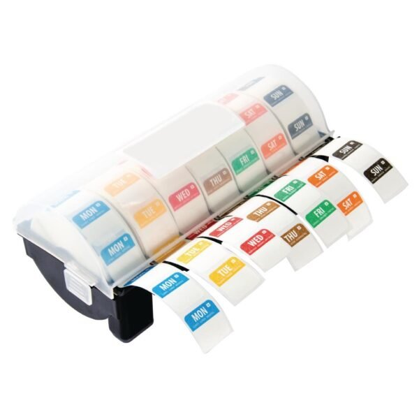 Hygiplas Dissolvable Colour Coded Food Label Starter kit with 1" Dispenser - view 2