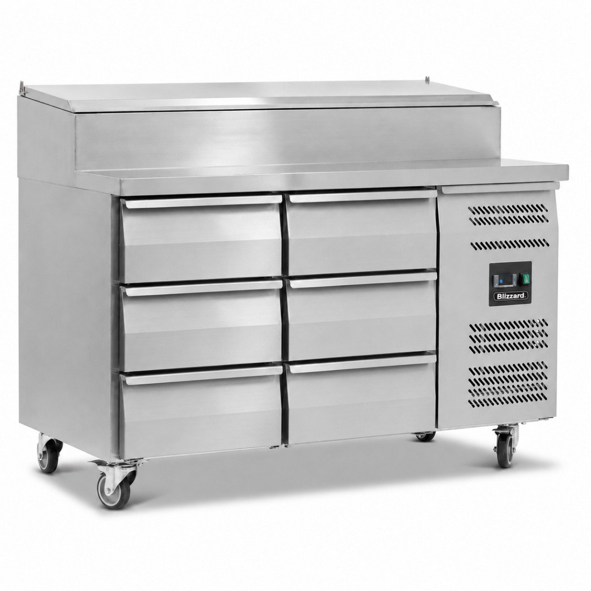 Blizzard HBC2EN-33 Six Drawer Refrigerated Prep Counter With Raised Collar