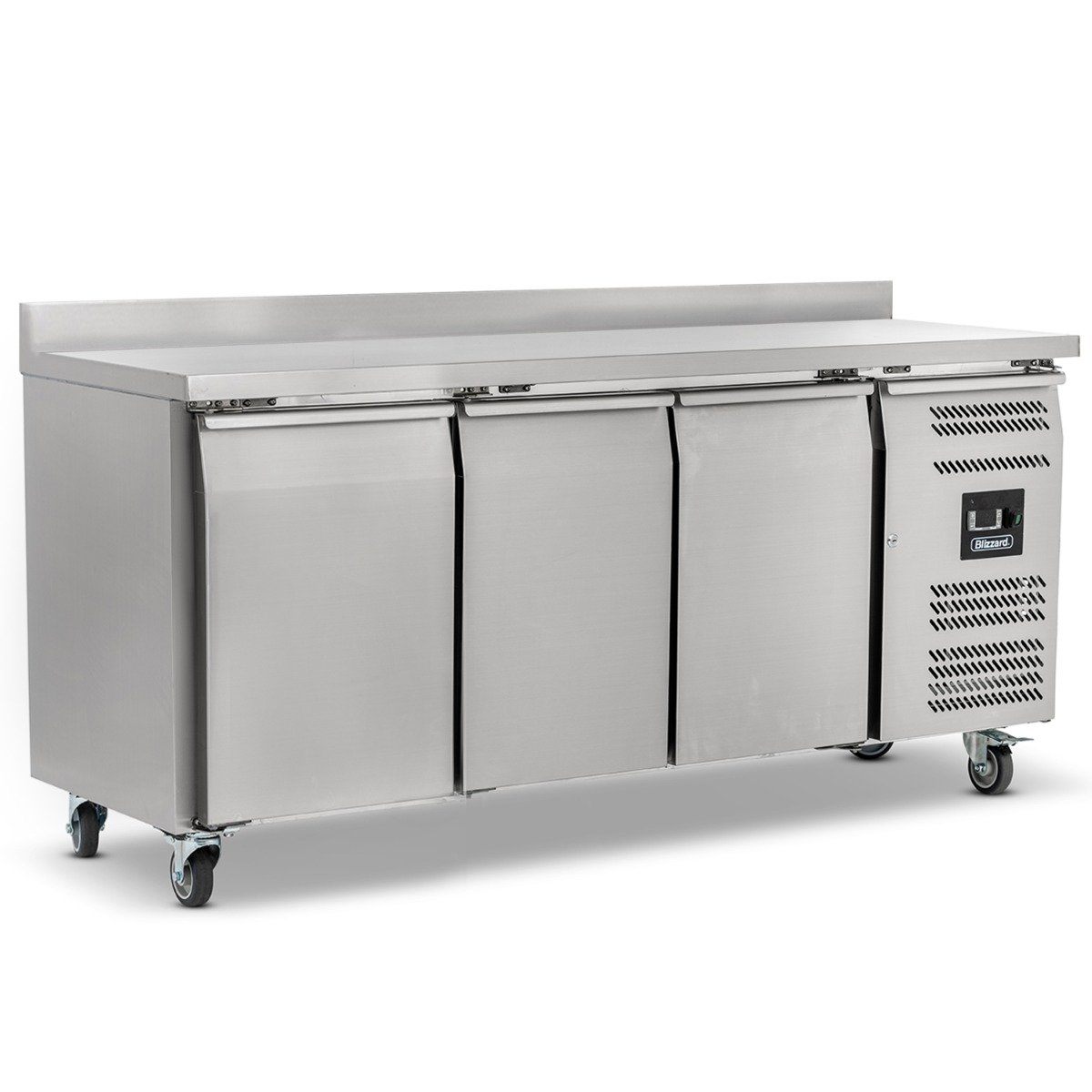 Triple Hinged Door Counter Refrigerator With Upstand