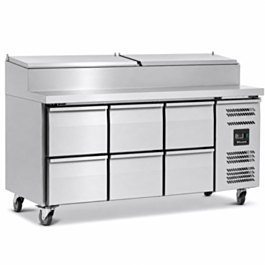 Blizzard 6 Drawer Refrigerated Prep Counter With Raised Collar