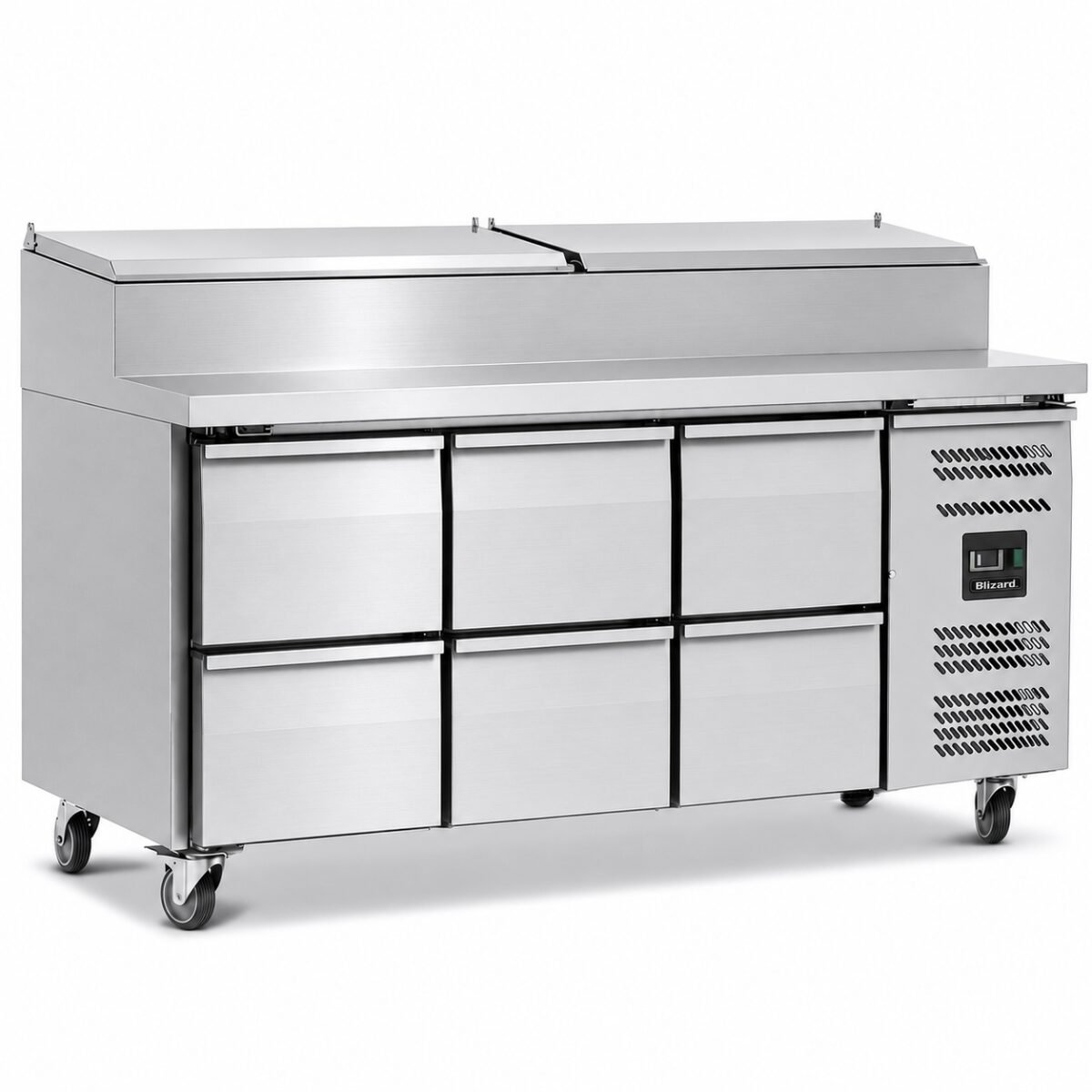 Six Drawer Refrigerated Prep Counter With Raised Collar