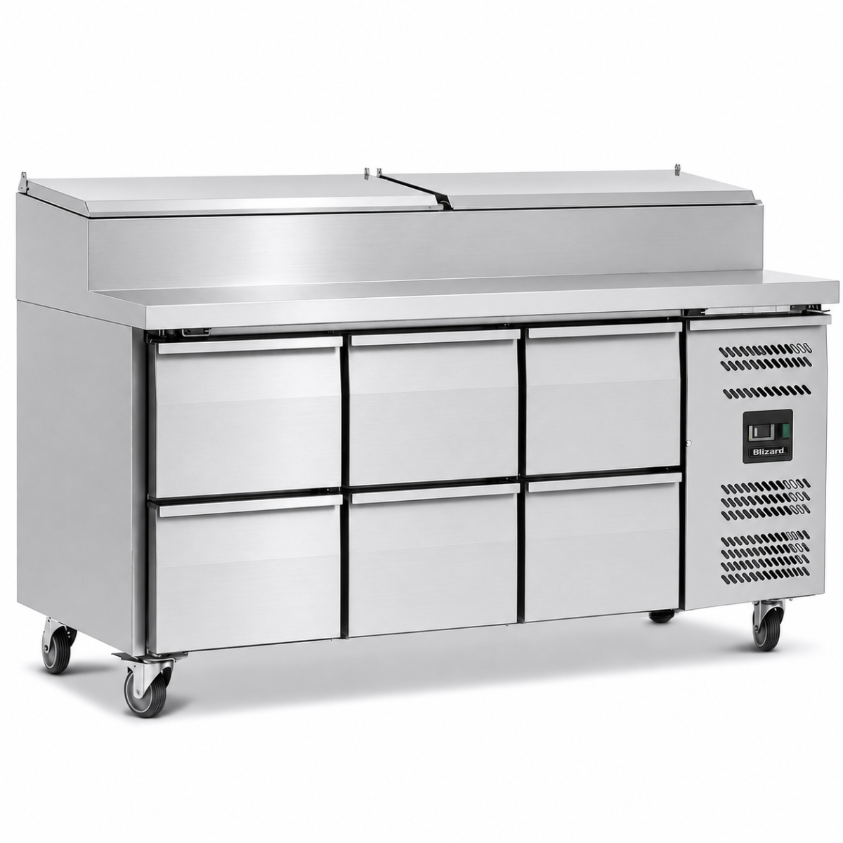 Six Drawer Refrigerated Prep Counter With Raised Collar