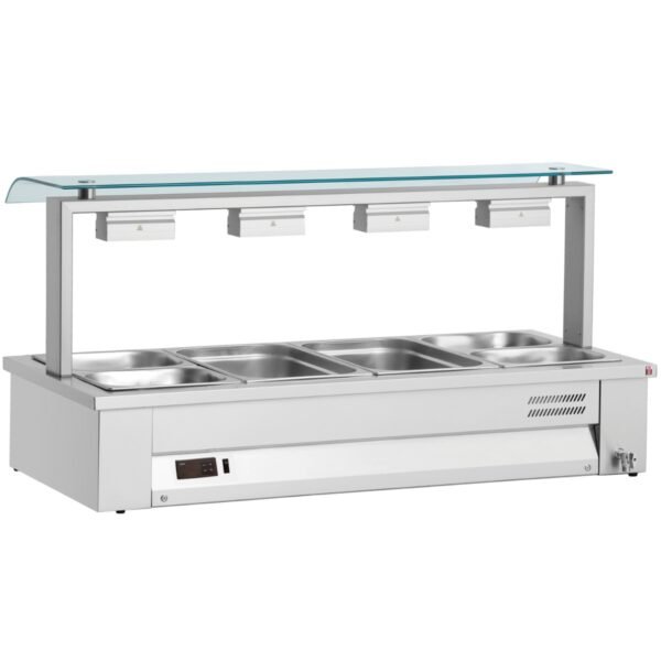 Counter Top Bain Marie With Sneeze Guard 4x GN1/1