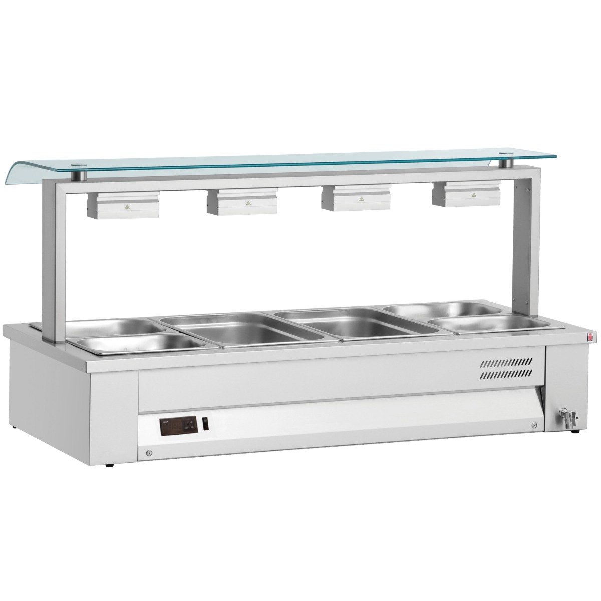 Counter Top Bain Marie With Sneeze Guard 4x GN1/1