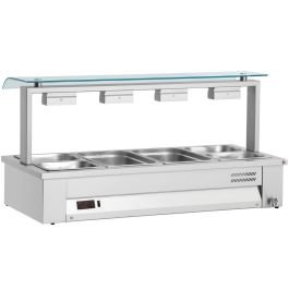 Counter Top Bain Marie With Sneeze Guard 4x GN1/1