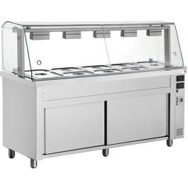 Bain Marie With Heated Cupboard & Glass Canopy 5x GN1/1