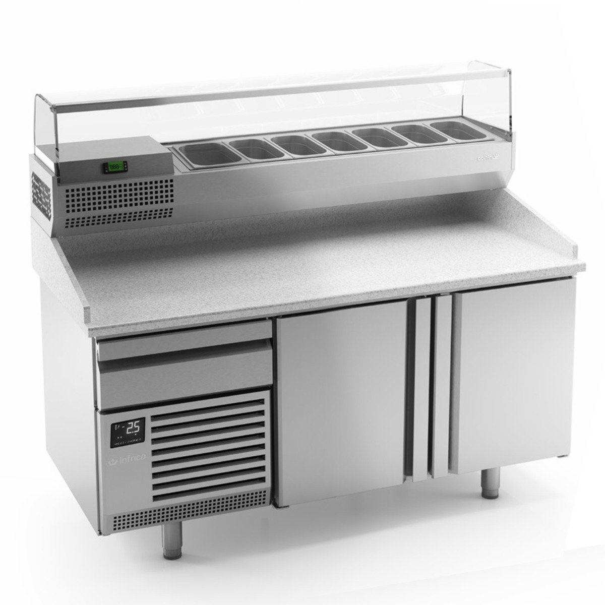 Double Hinged Door Pizza Prep Counter