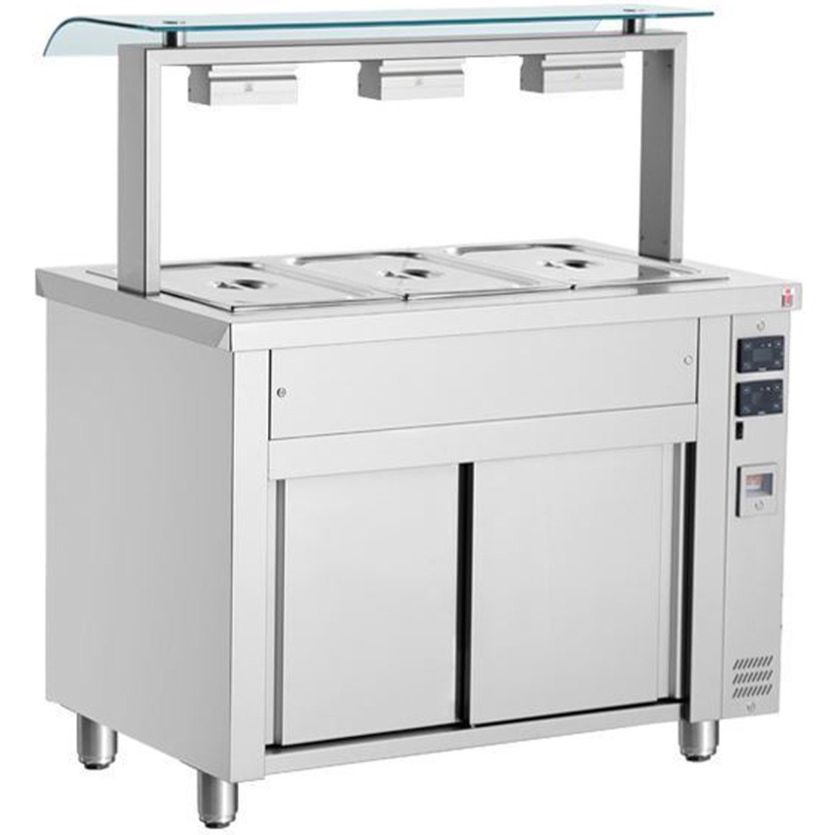 Inomak Bain Marie With Sneeze Guard 3x GN1/1