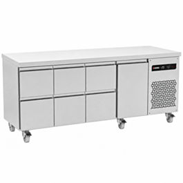 583L Six Drawer Single Door Gastronorm Counter Refrigerator