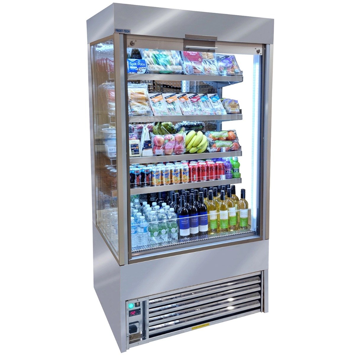Frost-Tech 1m Shuttered Tiered Display Stainless Steel