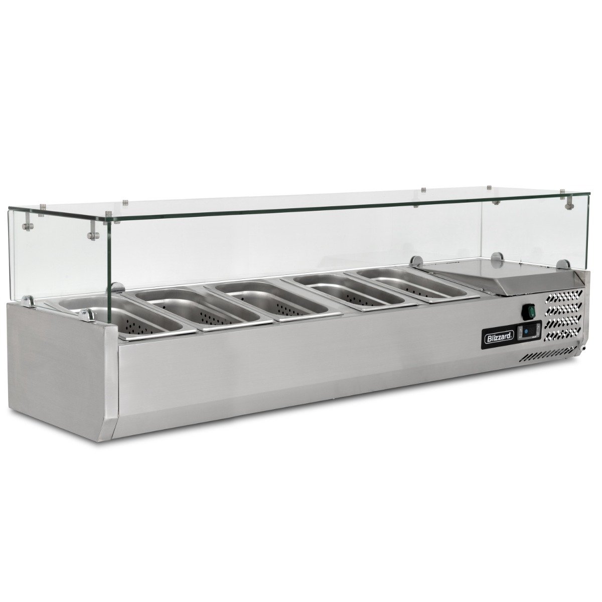1.2m Glass Canopy 1/4 Gastronorm Prep Top