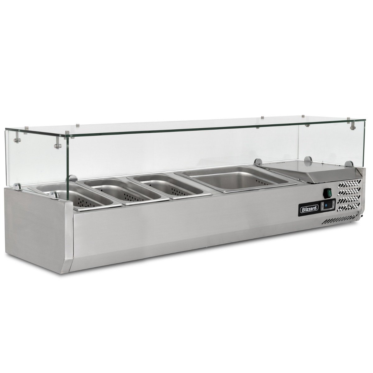 1.2m Glass Canopy 1/3 Gastronorm Prep Top