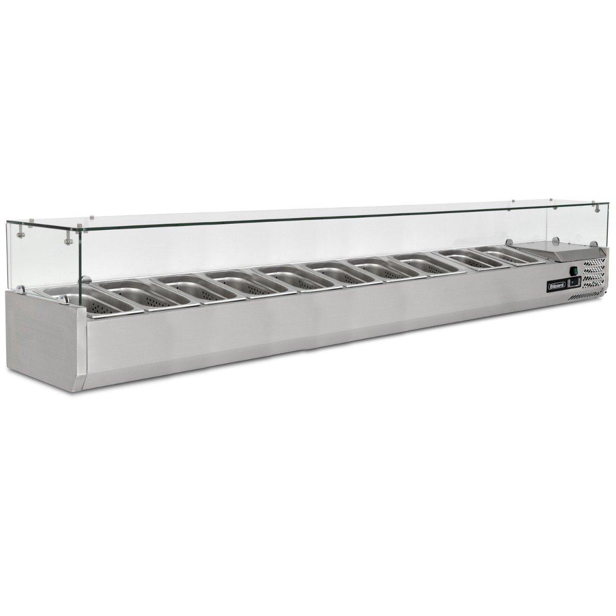 2m Glass Canopy 1/4 Gastronorm Prep Top