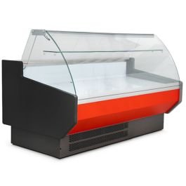 Blizzard 2.5m Curved Glass Serve Over Counter Red