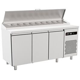 Triple Hinged Door Gastronorm Prep Counter With Raised Collar