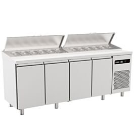 Four Hinged Door Gastronorm Prep Counter With Raised Collar