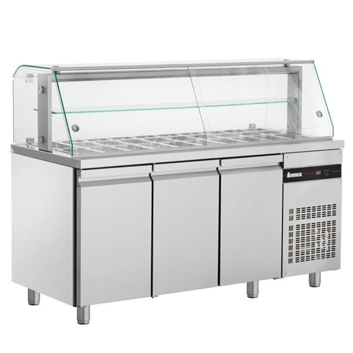 Inomak Triple Hinged Door Saladette With Display Case